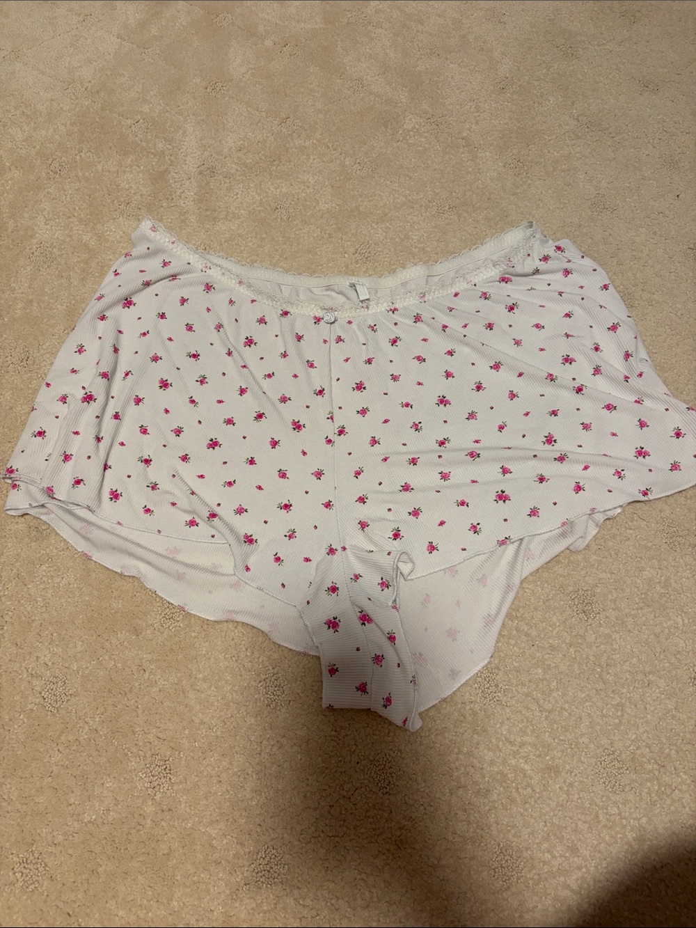New w/o Tags Skims Limited Edition Cherry Blossom White Floral Lounge Shorts 2X